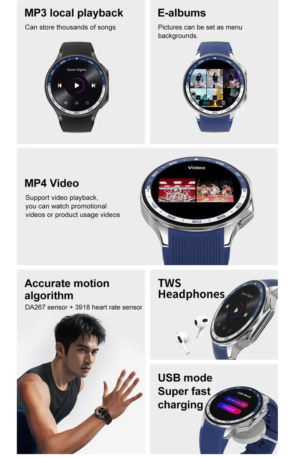 2024 New For OPPO Watch X Smart Watch 4G Memory Music Video Bluetooth Call IP68 Waterproof AMOLED Smartwatch For TWS Earphones