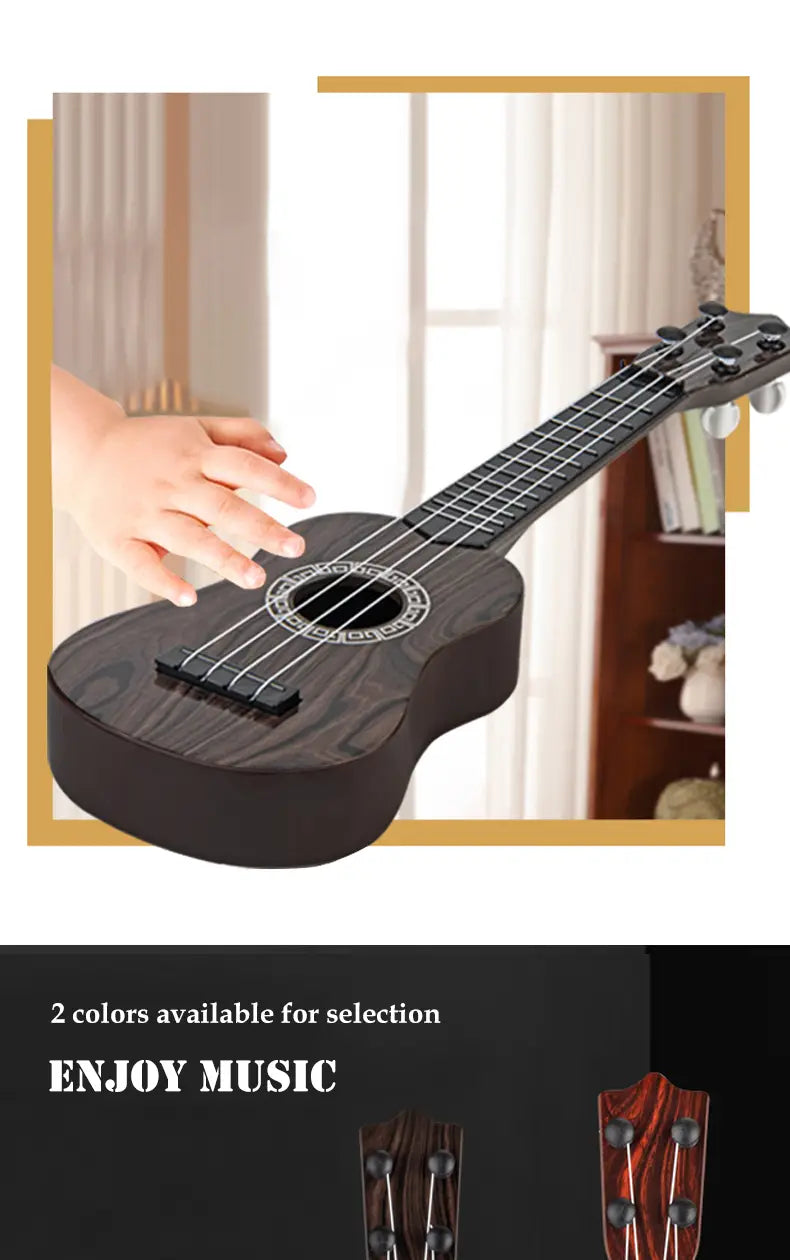Toy Ukulele Classical Guitar Musical Instrument Kids Play Early Educational Learning Adjustable Atrings with Paddles 2 Colors
