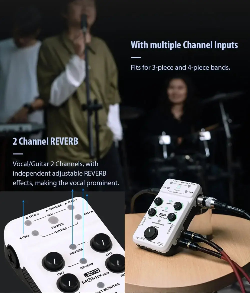JOYO MOMIX / MOMIX PRO Audio Mixer Suitable for Guitar Keyboard Musical Instrument Sound Card for Recording & Live Streaming