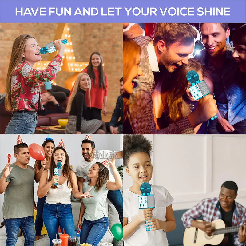 Wireless Karaoke Microphone Bluetooth Speaker Multi-Function Controls 5-In-1 Handheld Mic For Party Great Birthday Gift