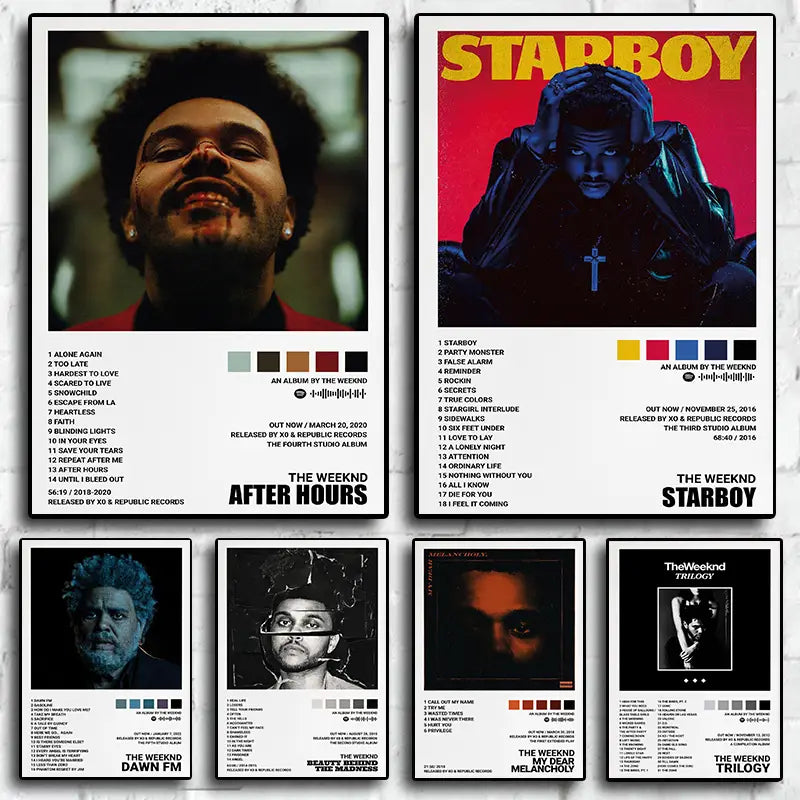 Hip Hop Rapper The Weeknd Music Album STARBOY Covers Canvas Painting Print Posters For Room Bar Wall Art Home Decor Picture Gift