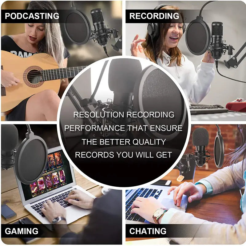 New BM800 Microphone Kits with Live Sound Card(Optional),Suspension Scissor Arm,Shock Mount and Pop Filter for Studio Recording