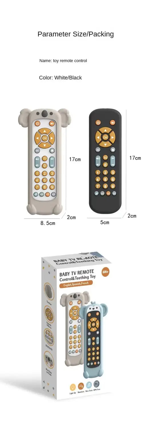 Infant Simulation TV Remote Control Toys with Music and Light Musical Baby Toy Sensory Remote Kids Baby Toys for 1 2 3 Years Old