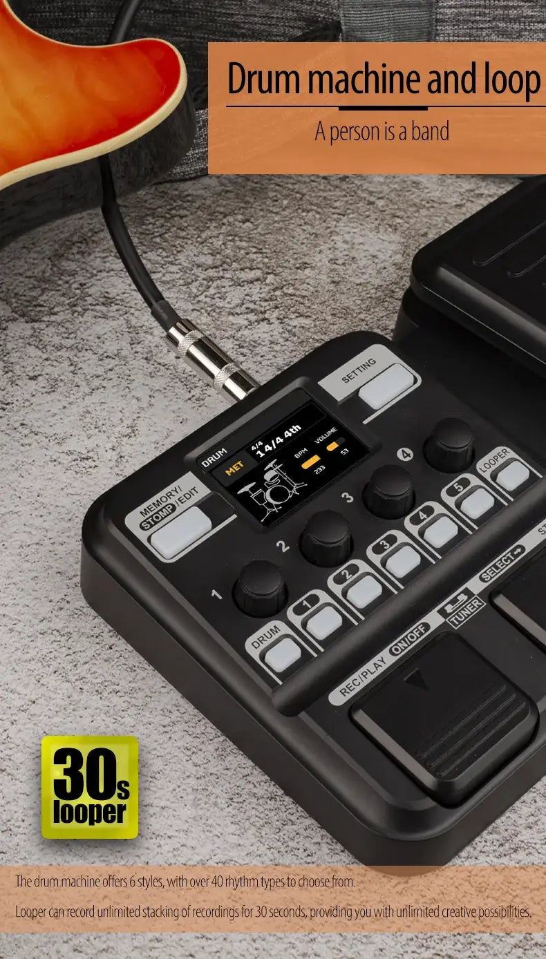 Guitar Pedal Synthesized Effect 18 Amp Models IR 512 Dot Sampling Drum Machine and Loop Function KMF-1 Guitar Accessories