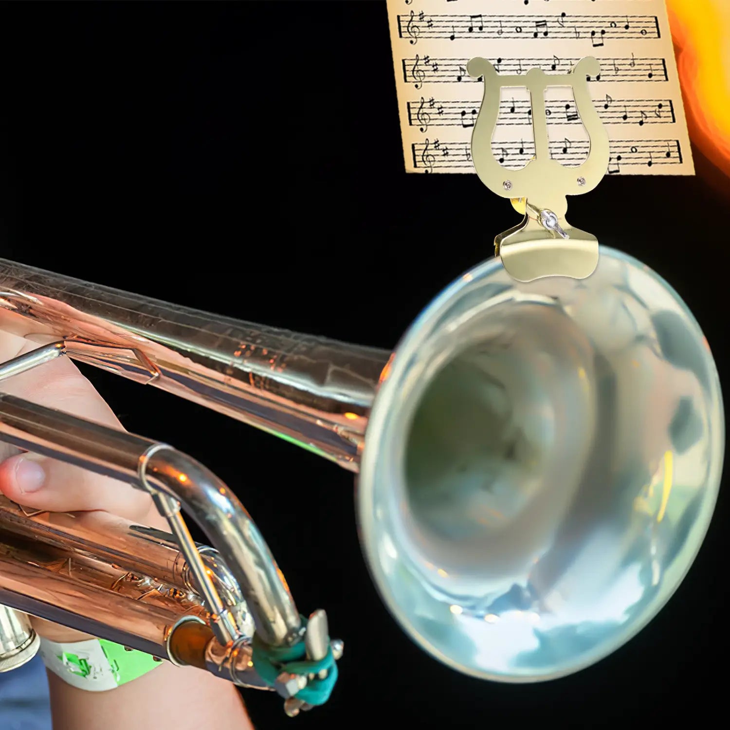 Golden Trombone Marching Music Holder Musical Instruments Lyre Stand Folder For Band Clip-on Alloy Clarinet Metal