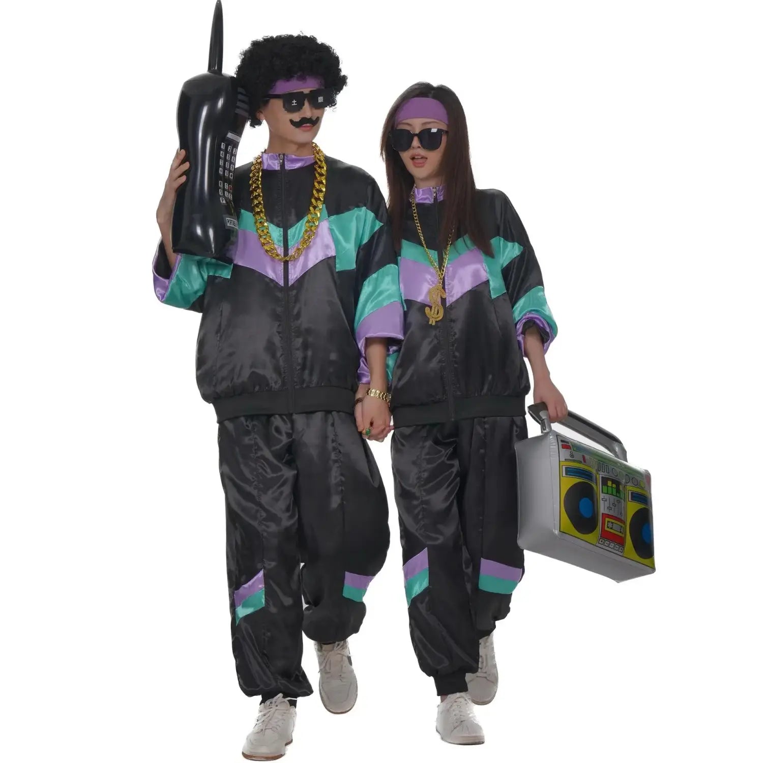 Men’s 80s Tracksuit Vintage Hip Hop Windbreaker 80s Disco Tracksuit 90s Shell Suit outfits