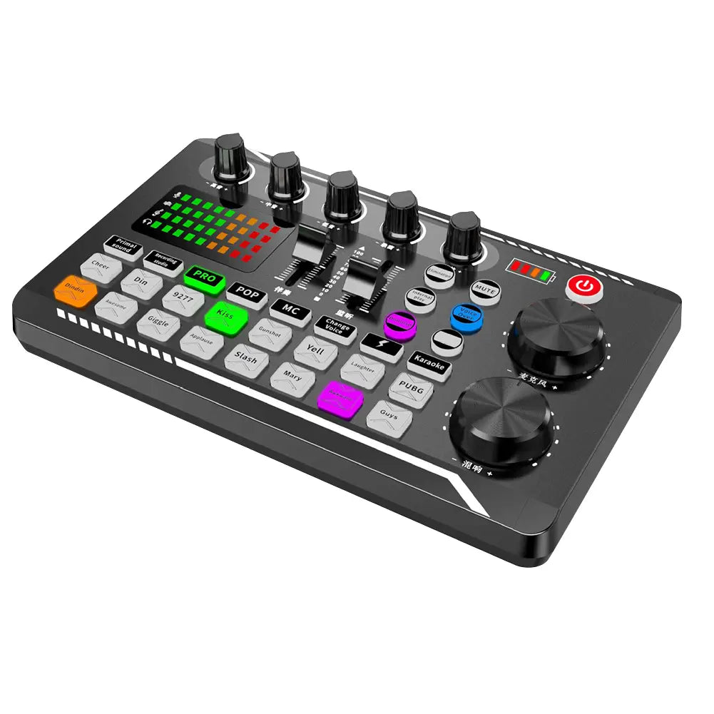 F998 Bluetooth Sound Card Console Studio Sound Card Kit with USB Microphone Computer Live Voice Mixer Sound Card DJ Equipment