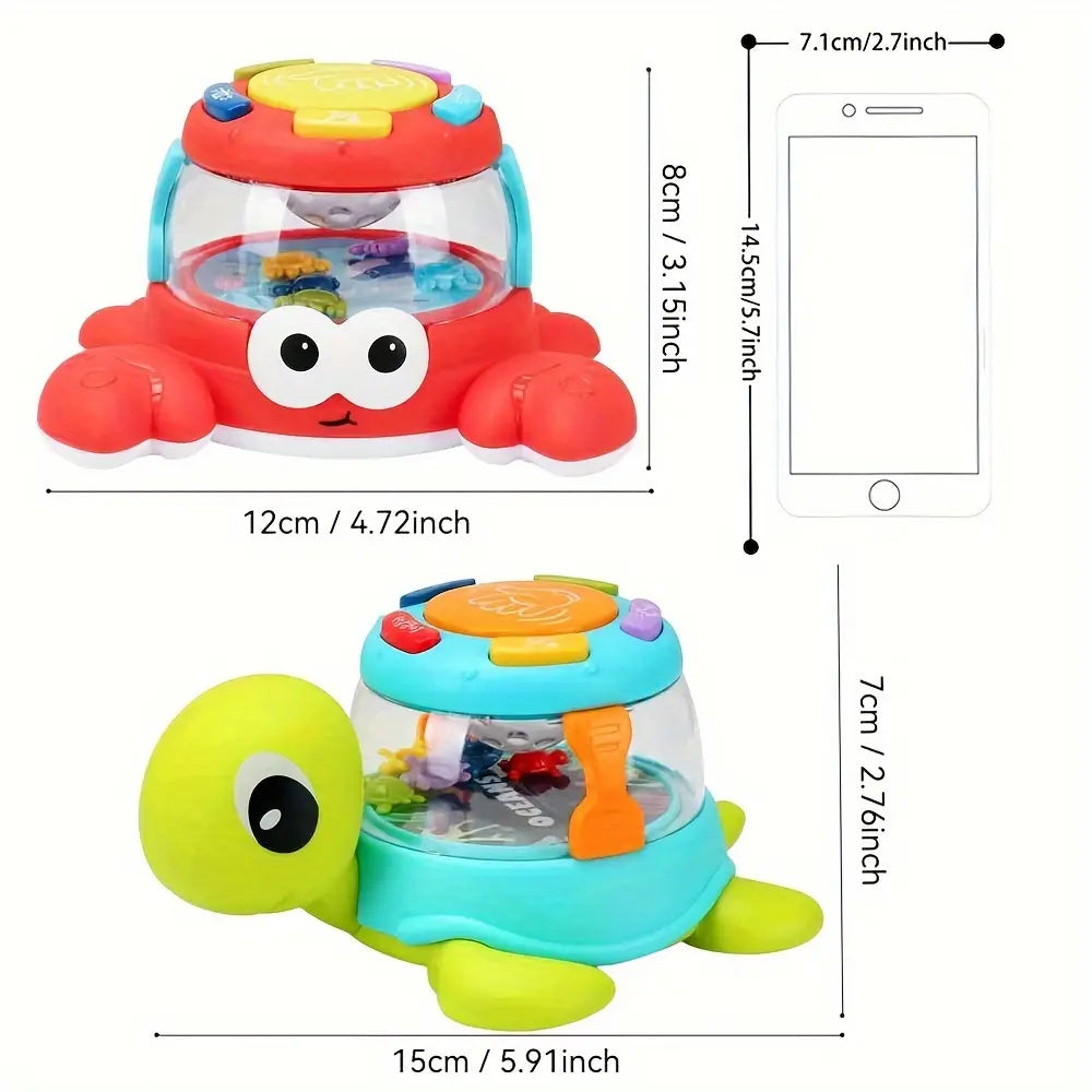 Kids’ Music Turtle Crab Toy Musical Early Learning Drum Enhances Fine Motor Skills Parent-Child Interaction Birthday Gift