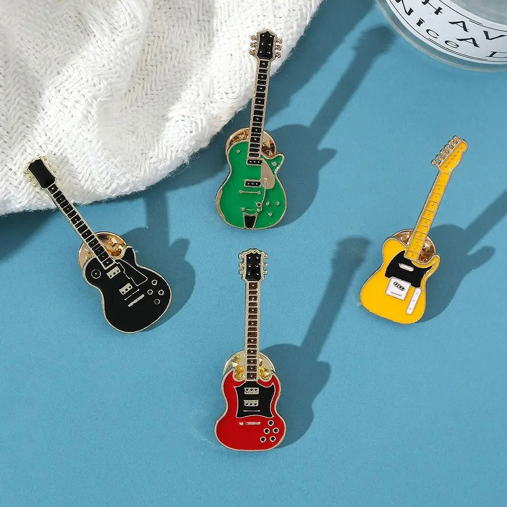 Clothing Accessories Rock Band Guitar Brooch Funny Cartoon Guitar Lapel Badge Metal Guitar Enamel Pins Denim Shirt