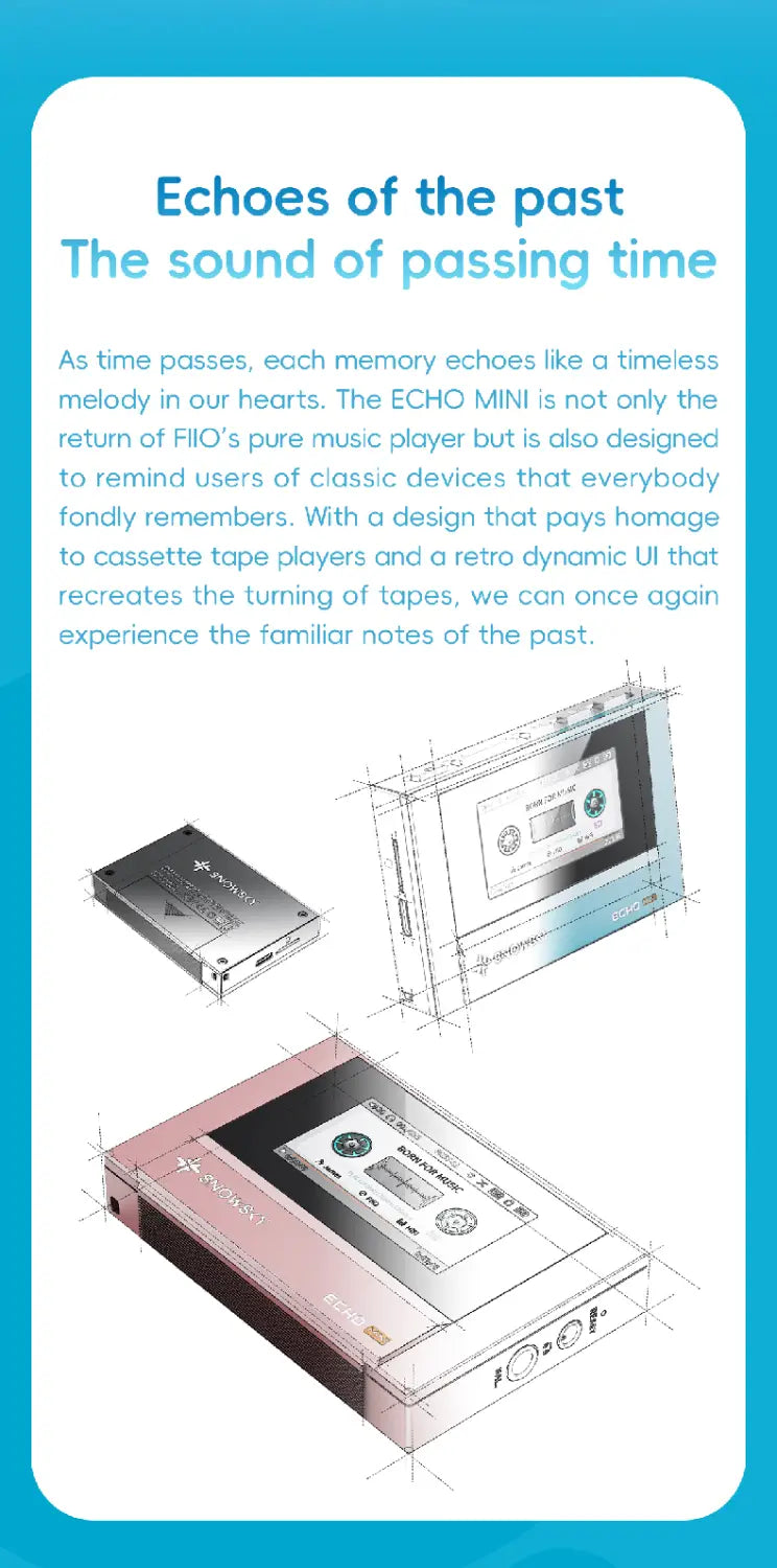 In Stock Fiio Snowsky Echo Mini Wireless Bluetooth Mp3 Walkman 8GB Custom Support Dsd Retro Portable Bluetooth Player Music Gift