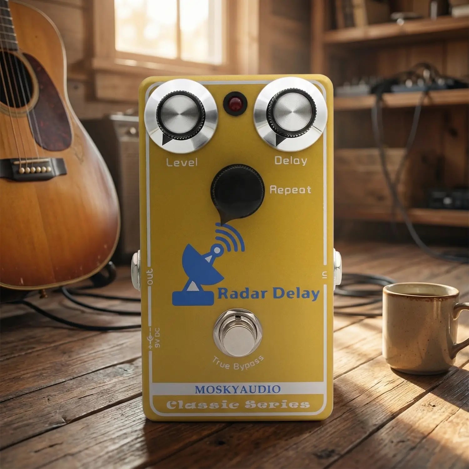 MOSKY RADAR DELAY Guitar Pedal - Analog/Digital Hybrid BBD Delay Level/Repeat/Time Controls for Electric Guitar & Bass