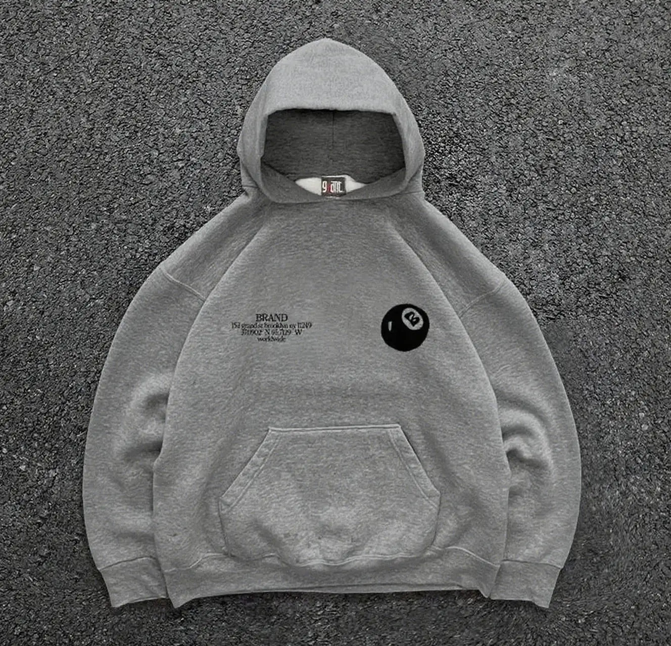 Retro 8-ball pattern hooded men’s streetwear,oversized pullover casual and fashionable sportswear daily wear and hip-hop style