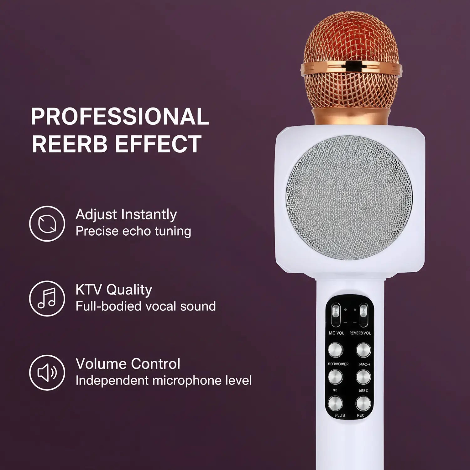 Bluetooth Karaoke Microphone Portable Speaker Wireless Mic with Magic Voice Changer LED Lights TF/USB Playback for Home KTV