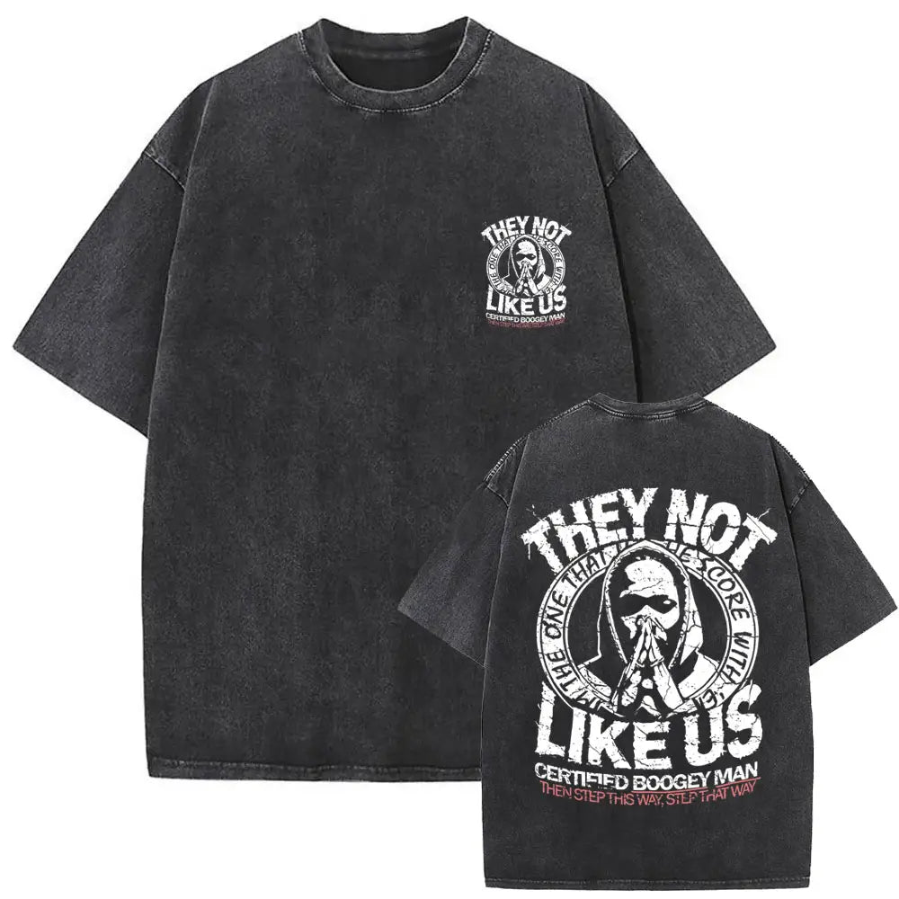 Limited Rapper Kendrick Lamar They Not Like Us Washed Vintage T-shirt Summer Men Women Hip Hop Oversized Street Crewneck T Shirt