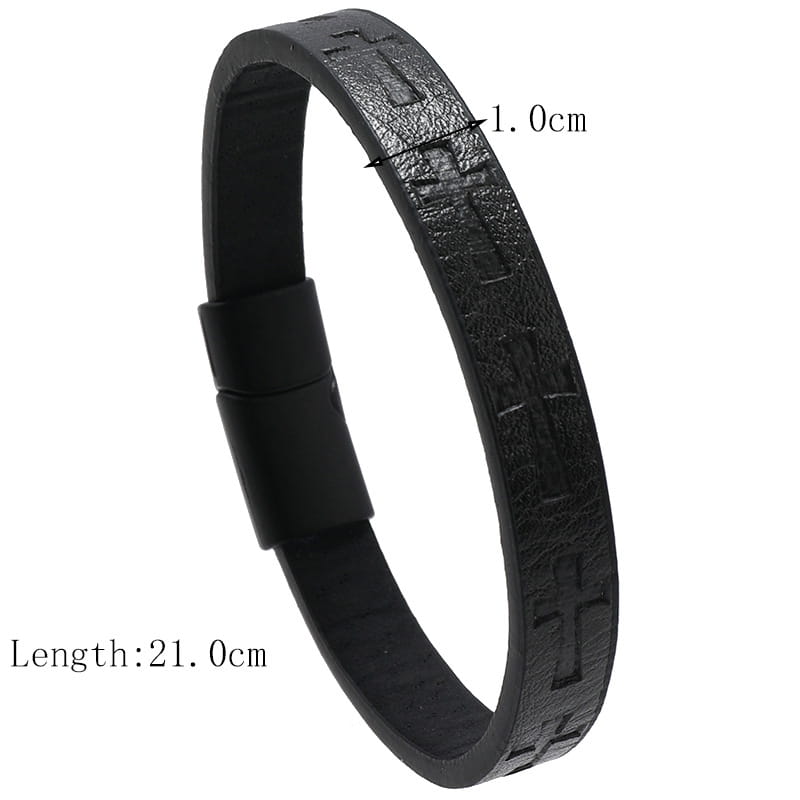 Noter Hiphop Rock Leather Bracelet For Men Magnet Buckle Cross Braslet Homme Casual Accessories Punk Jewelry Wrap Brazalete
