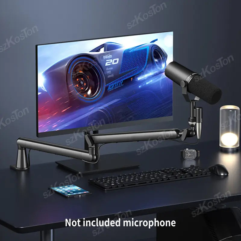 Professional Studio Low Profile Mic Arm with Extended Riser Cable Management Adjustable Microphone Stand for SM7B MV7 AM8 K688