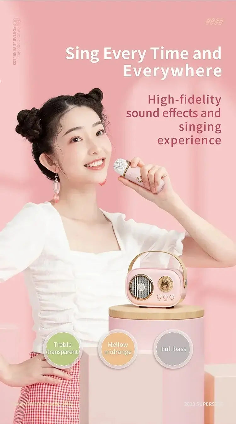 Karaoke Wireless Portable Bluetooth Speaker With Microphone Radio FM Machine Mini Music Sound Box Caixa De Som Small Mp3 Column