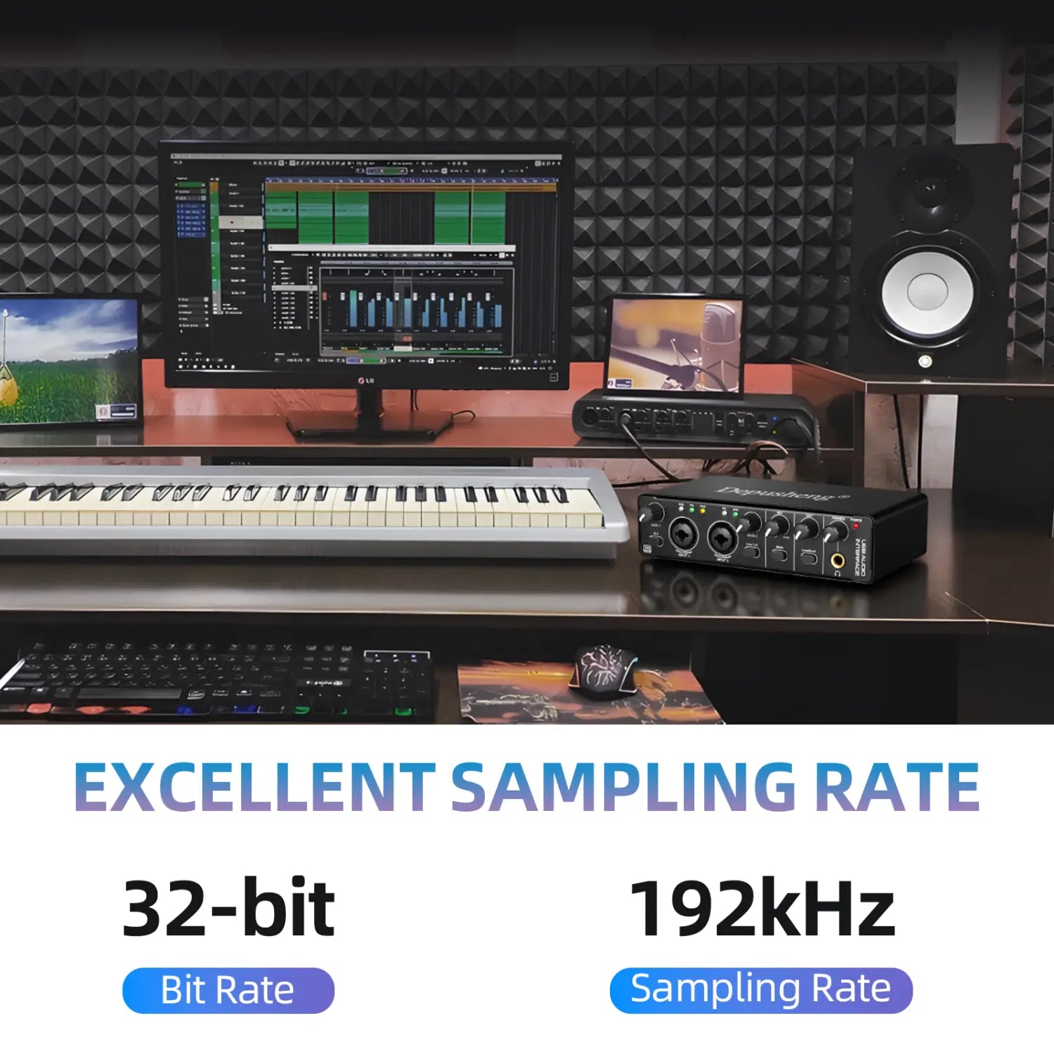 Audio Interface Depusheng MD22 USB 3.0 Sound Card with Monitoring Electric Guitar Live Recording For Studio Singing Micro