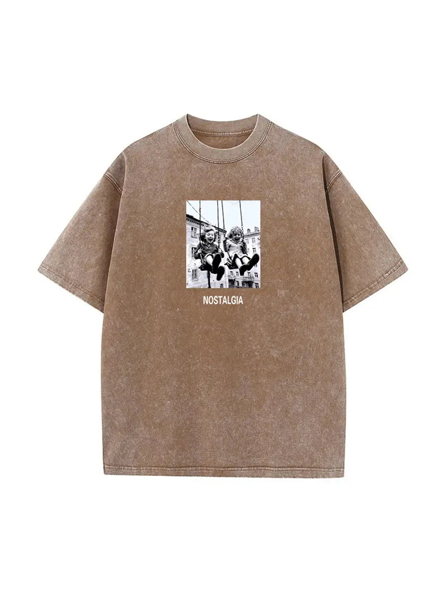 Sumuyoo 100% Cotton Women’s Retro Printed T-shirt Men Vintage Short-sleeve Wax printing T Shirts Fashion Hip Hop Loose Tees