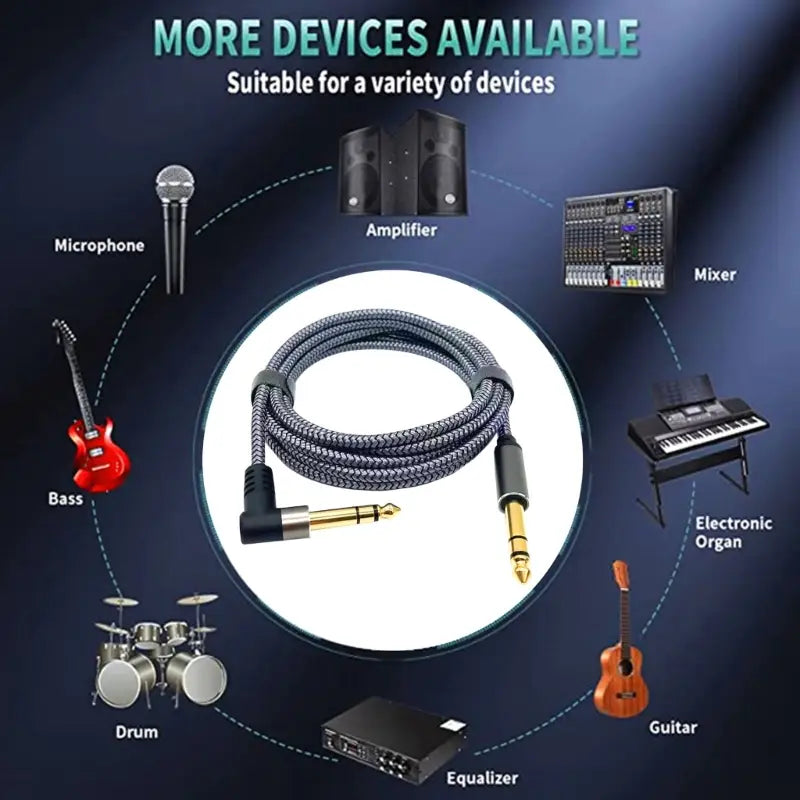 6.35mm to 6.35mm Guitar Cable 1m or 2m Professional Wire Amp Cable Instrument Cable for Electric Guitar