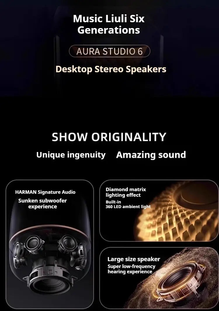 High Power Bass Sound Box 9D Surround Sound Column Aura Studio 4 Pro Full Screen Transparent Bluetooth Speaker TWS/TF