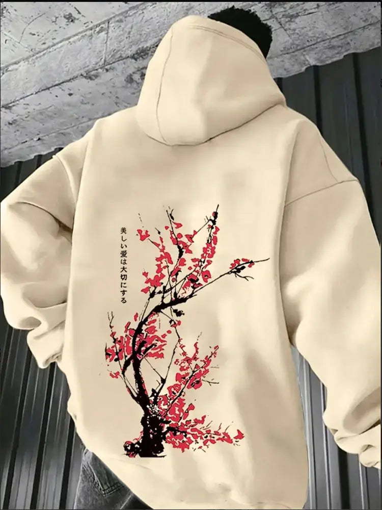 A Japanese streetwear Harajuku printed hoodie for men a sporty casual and fashionable autumn and winter sweatshirt top