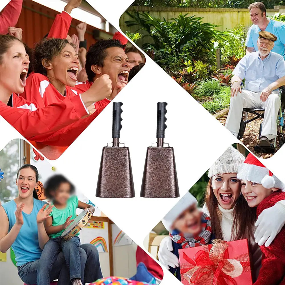 10 Inch Cowbell Noise Makers Percussion Musical Instrument Iron Decorations School Hand Bells with Handle for Games Sports