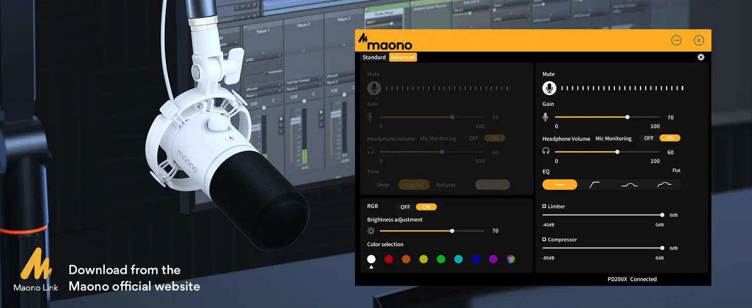 maono PD200X XLR\USB Dynamic Microphone for Gaming Recording Streaming Youtube Metal Mic with Software Tap-to-Mute Gain Knob