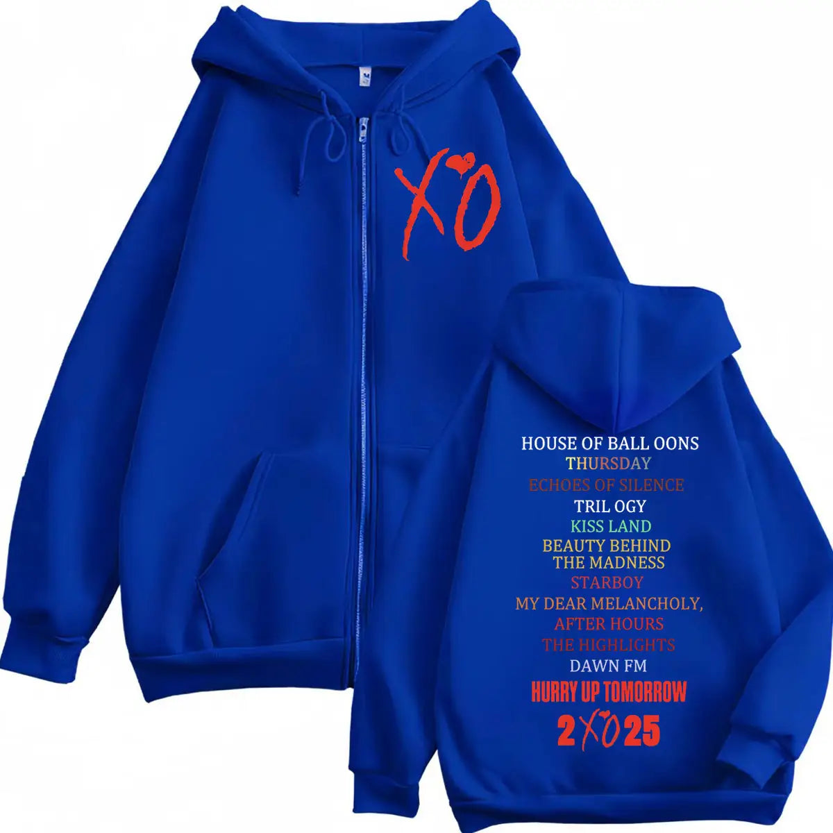 Rapper The Weeknd Tour 2025 Zipper Hoodies Fashion Hip Hop Zip Up Hooded Sweatshirts Men Women Harajuku Y2k Oversized Pullovers