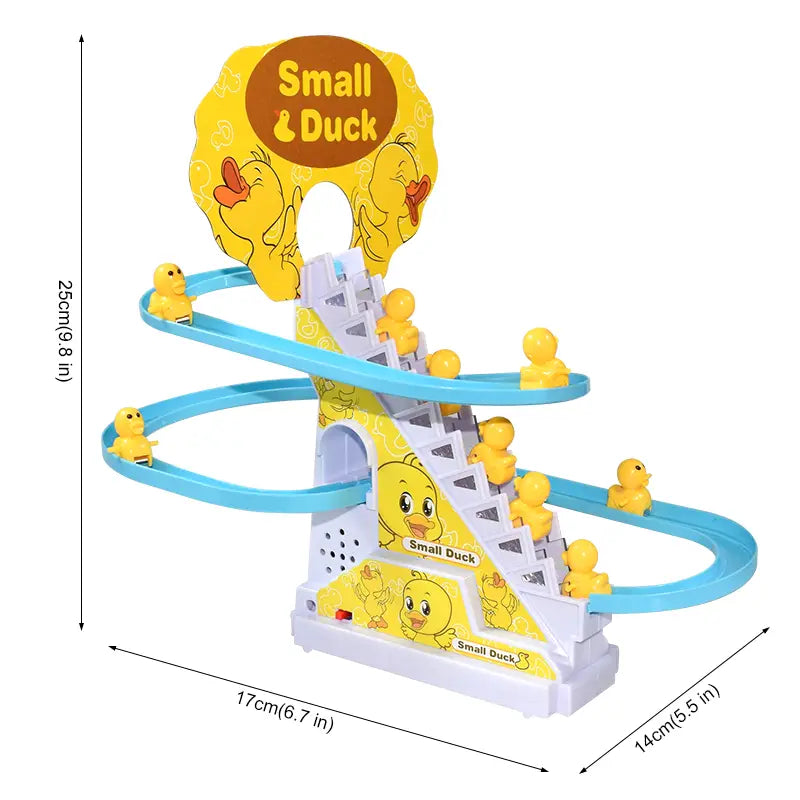Climbing Stairs Track Toys Electric Duck DIY Rail Racing Track Roller Coaster Toys Set Light Music Educational Toy For Kids Gift