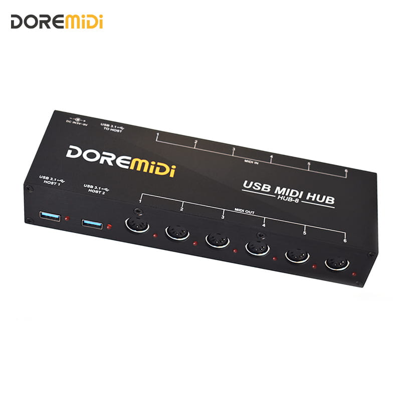 DOREMiDi HUB-8 6x6 MIDI Interface Host x2 MIDI Hub Box 96 Channels