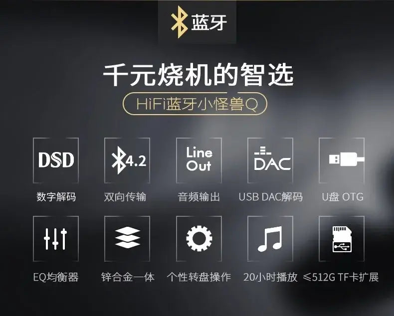 Brand Aigo EROS Q High-quality DSD64 Bluetooth 4.2 Portable Audio Lossless Hifi Music Player USB DAC Support 32G TF Card