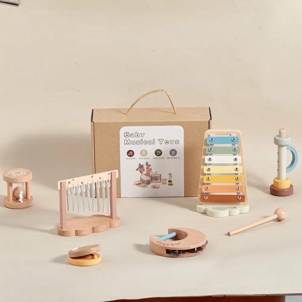 7pc Sets Music Toys for Children Music Instruments Girl Toys Wooden Cartoon Educational Instruments Children’s Toys Instruments
