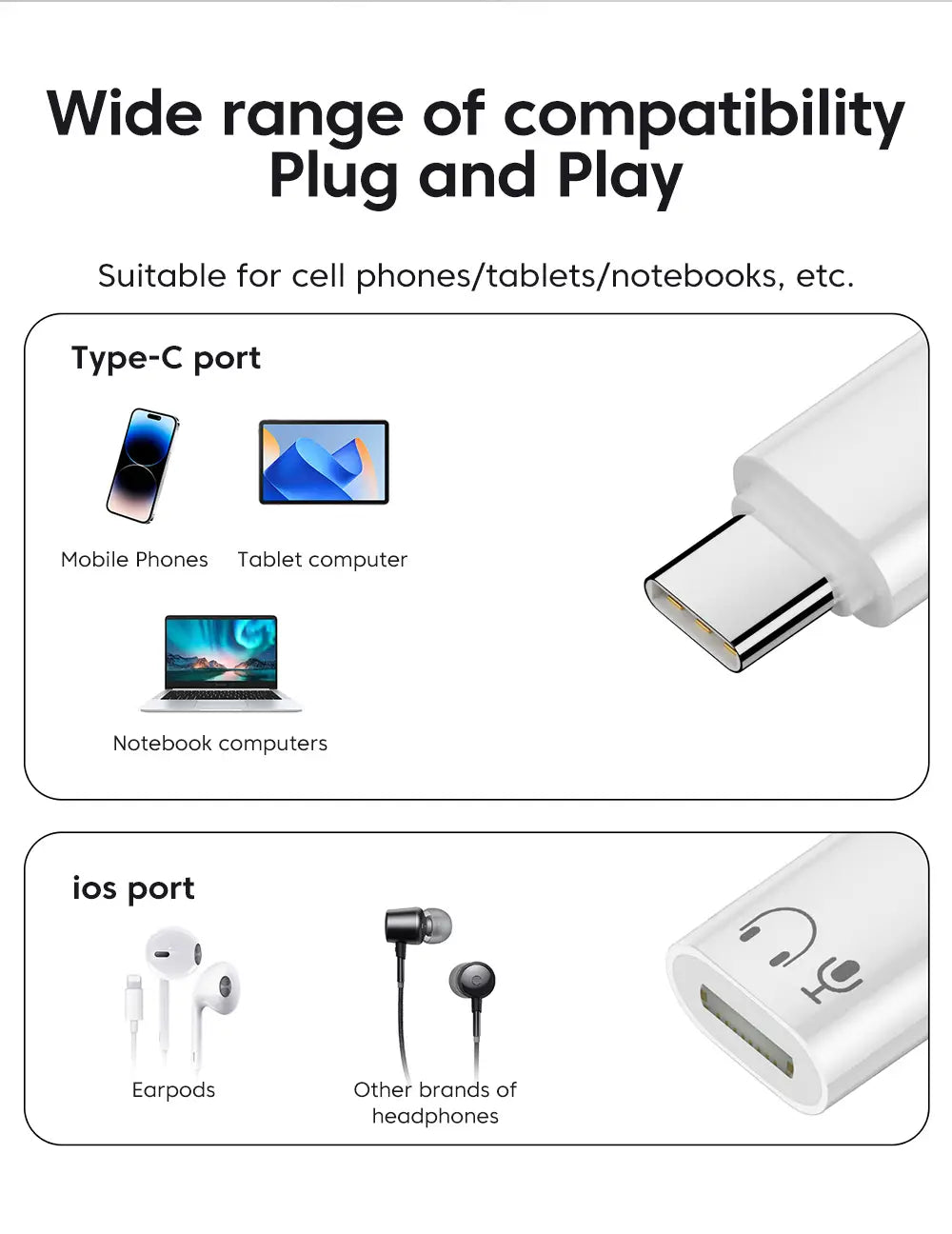 Type C To Lightning Earphone Adapter USB C Male To IOS Female Audio Converter For Iphone 15 16 Samsung USB C Lightning Adapter