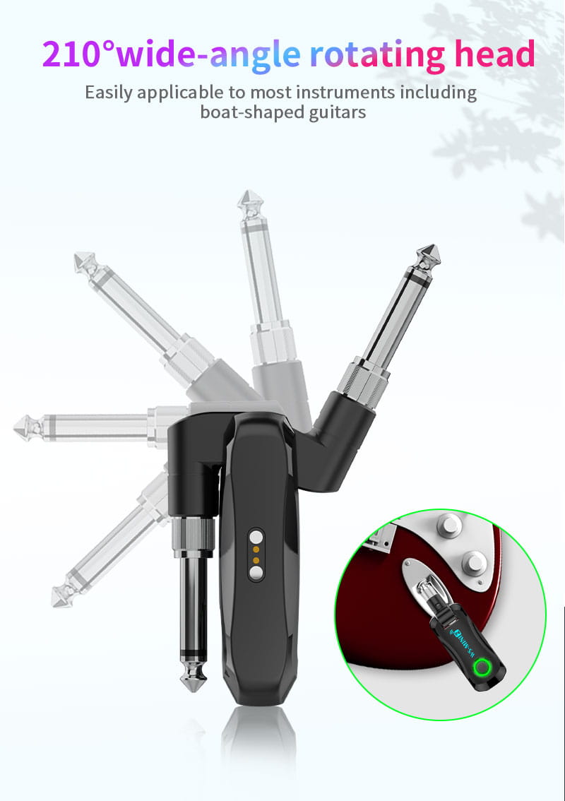 2.4GHz Mini Wireless Guitar System Rechargeable Audio Wireless Guitar Transmitter Receiver for Guitar Bass Electric Instruments