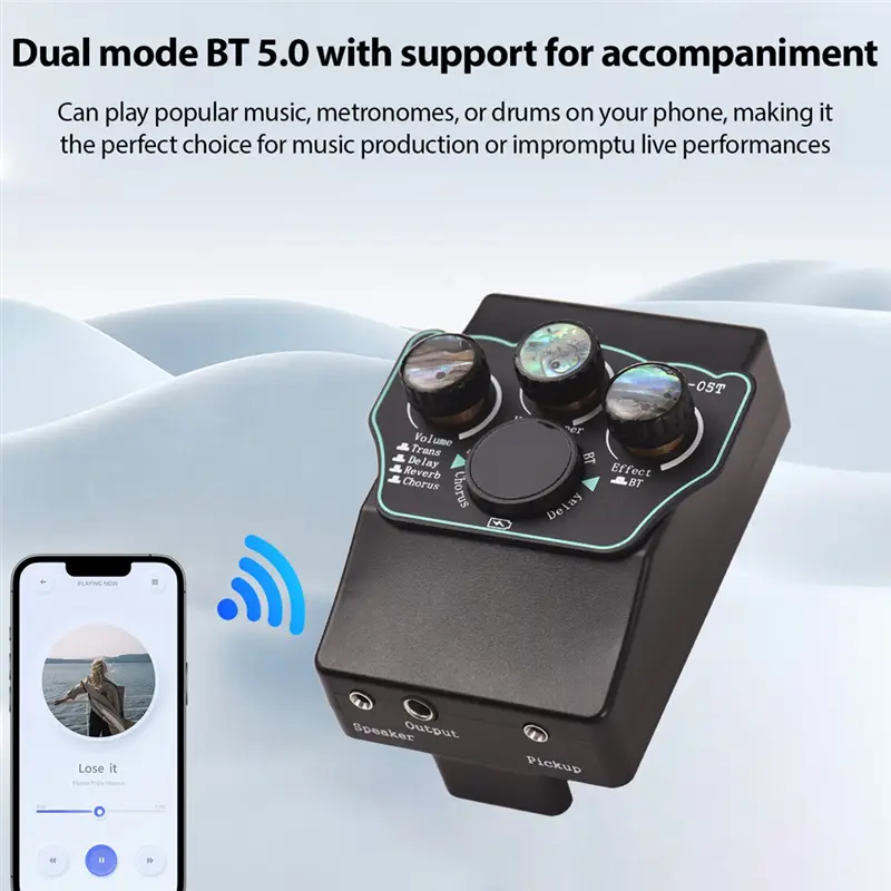 Guitar Pickup Classical Guitar Pickup Vibration Pickup BT Accompaniment Resonance Pickup 3-Band EQ Equalizer Acoustic-ABIU