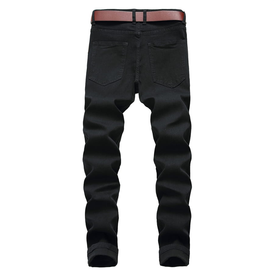 2026 New Men’s Casual Jeans Trendy Red Hip Hop Holes Slim Denim Pants Ripped Trousers Versatile Stretch Distressed Pants Male