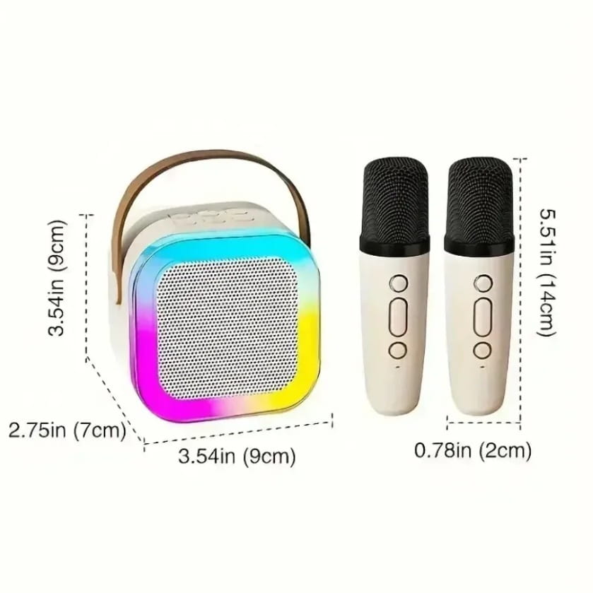 XIKCU Karaoke Machine With 2 Wireless Microphones Portable Wireless RGB Lights Gift Speaker Set Home Karaoke For Party Birthday