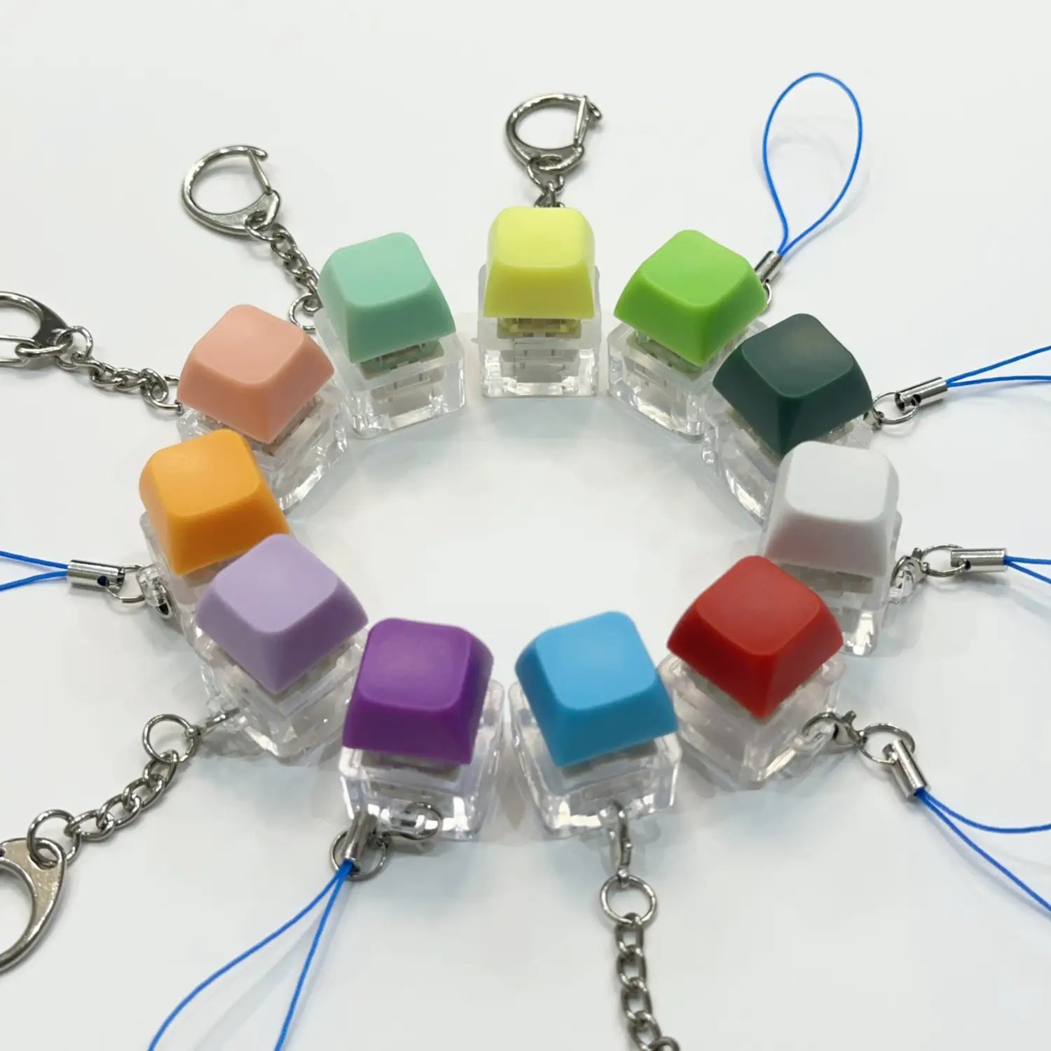 LED Keyboard Key Chain Toy Stress Relief DIY Button Finger Keyboard Caps Toy Small Gifts Small Gadgets Keychains