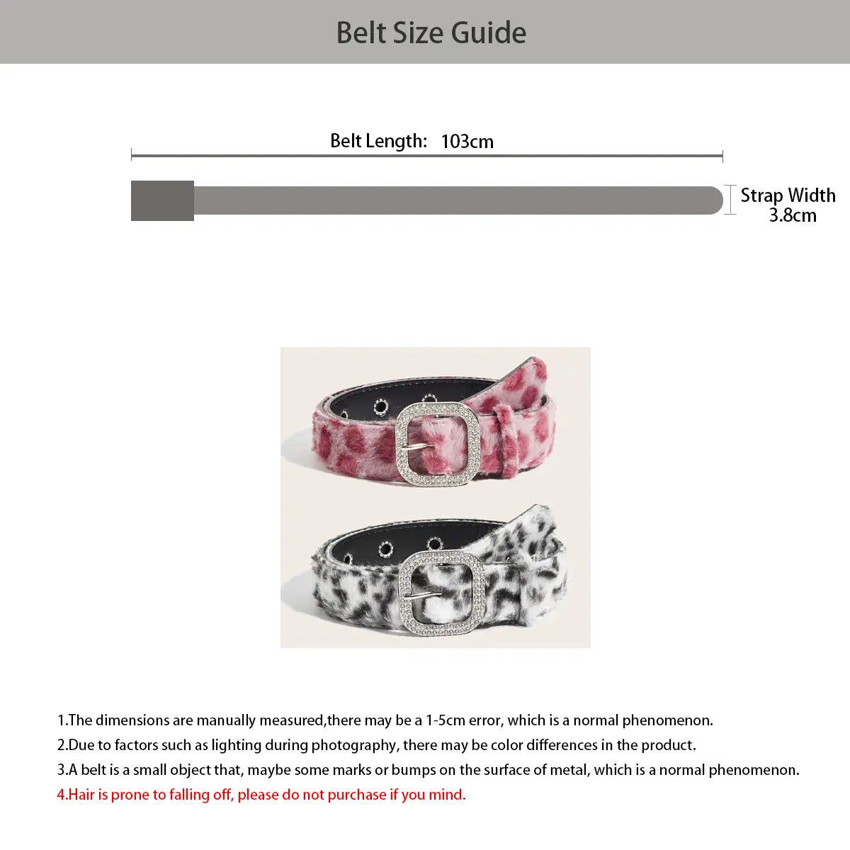 Gothic Y2K Women Belts Fashion Artificial Vivid Animal Fur Waistband Ladies Hip hop Punk Accessories Pink Jeans Waistband winter