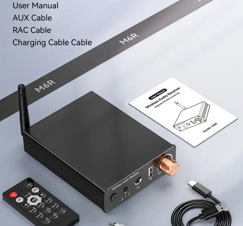 Bluetooth-compatible 6.0 Audio Receiver 3.5mm AUX RCA USB 6.5MM Microphone Music Wireless Adapter with Remote Control for TV PC