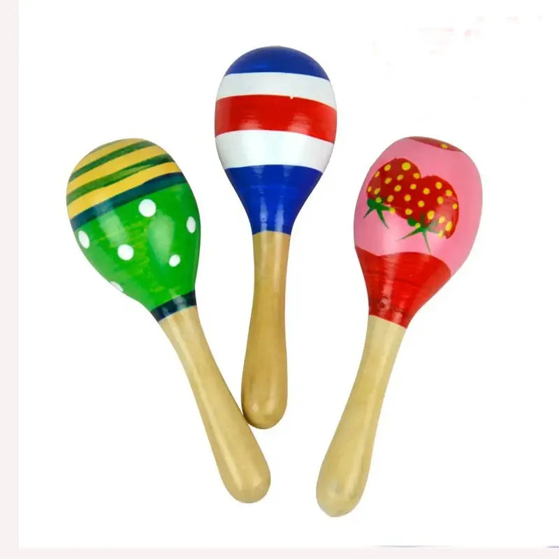 Large Montessori Baby Toy Wooden Colorful Musical Instrument Rattle Shaker Sand Hammer Bell Kids Children Early Learning Toys