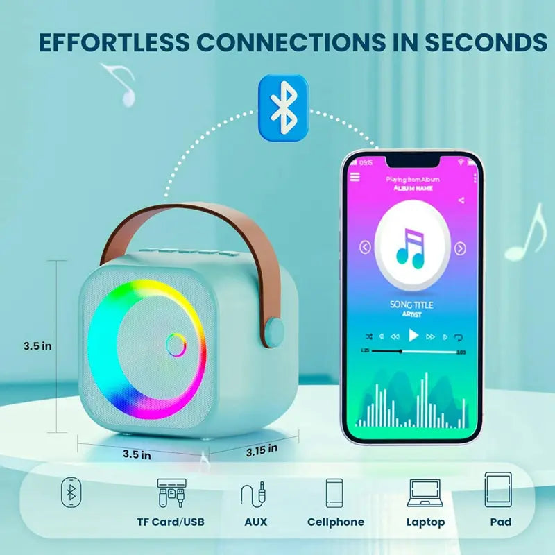 A99E-Karaoke Machine Portable Bluetooth Speaker With 2 Wireless Microphones Karaoke Toys Gift Toys (Blue)