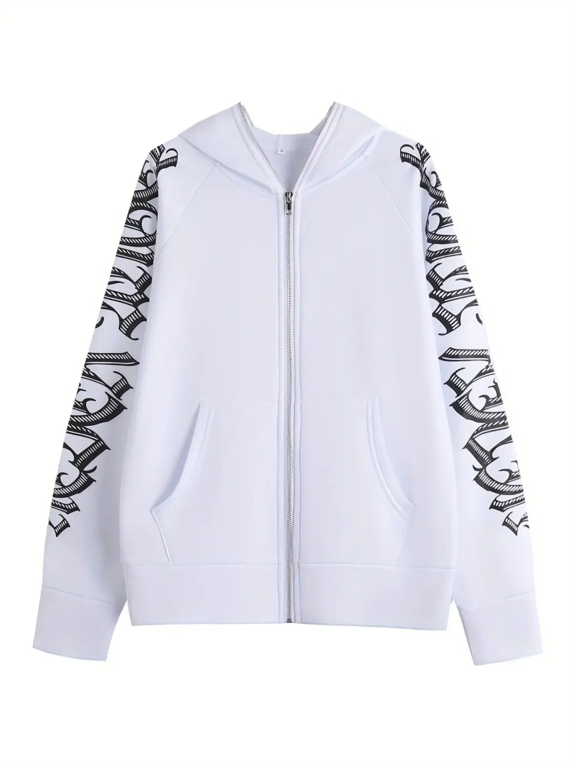 Letter Print Long Sleeve Zip Up Hoodies Cyber Y2K Gothic Punk Sweatshirt Women’s Clothing