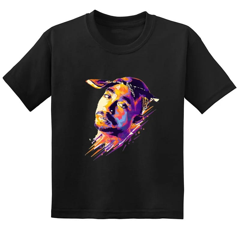 Hip Hop Festival Rapper 2pac Kids Mens Fashion Children T Shirt Tupac Thug Life Clothes Girls Boys Women Summer Black T-Shirt