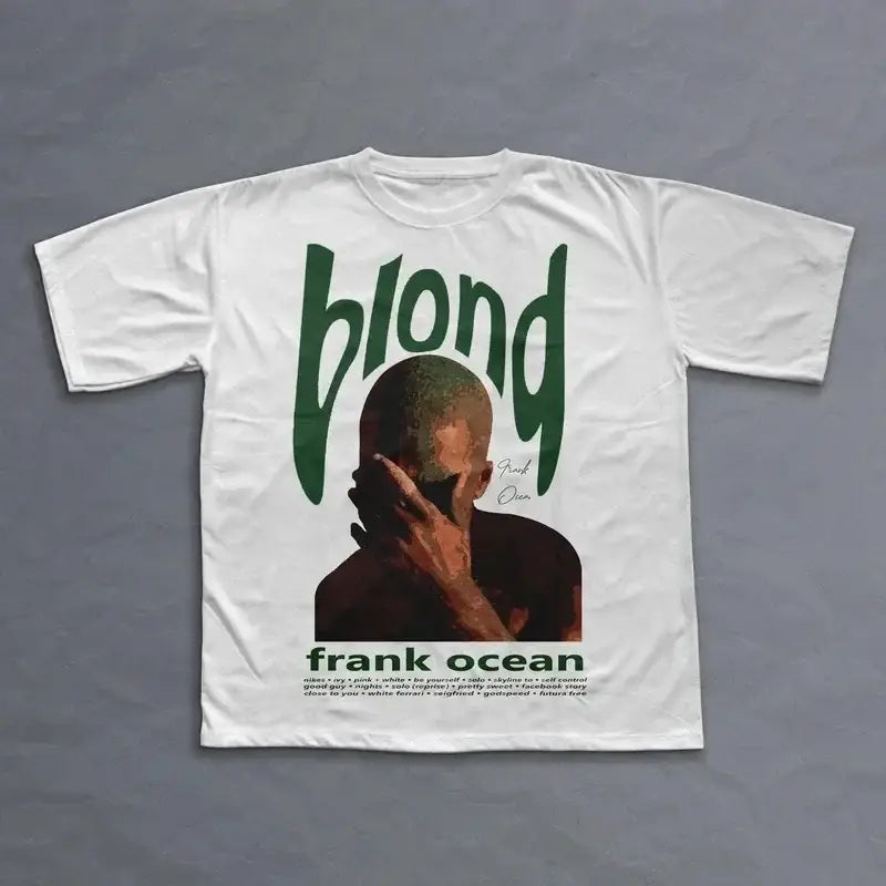 Rapper Frank Retro Graphic T Shirt Men’s Hip Hop Ocean Album Clothing T-Shirts Y2k Unisex Blond Fashion Oversized Cotton T-shirt