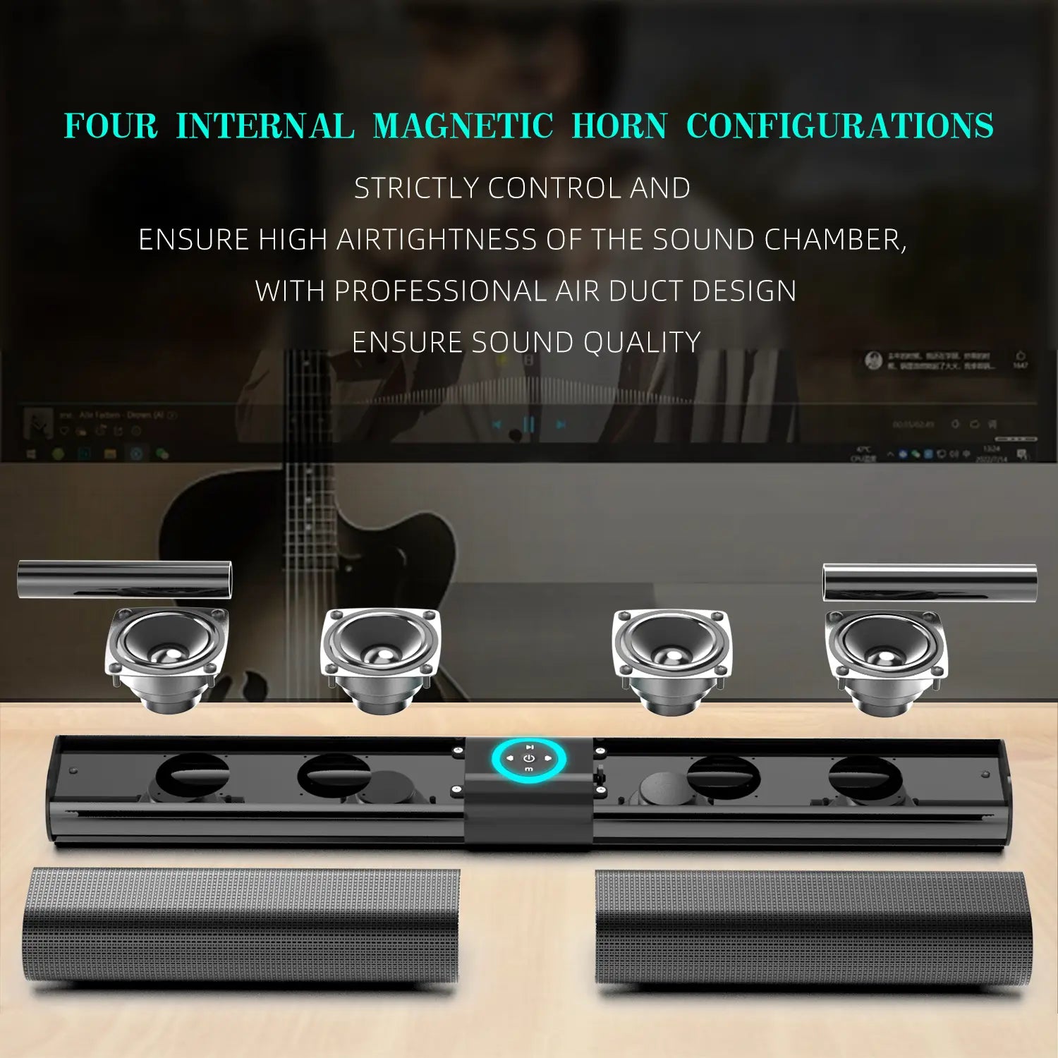 HOMEFISH BS-20 RGB Ambient Light Bluetooth Speaker 6 EQ Sound Effects 4 Speakers Supports TF USB AUX RCA Bluetooth FM