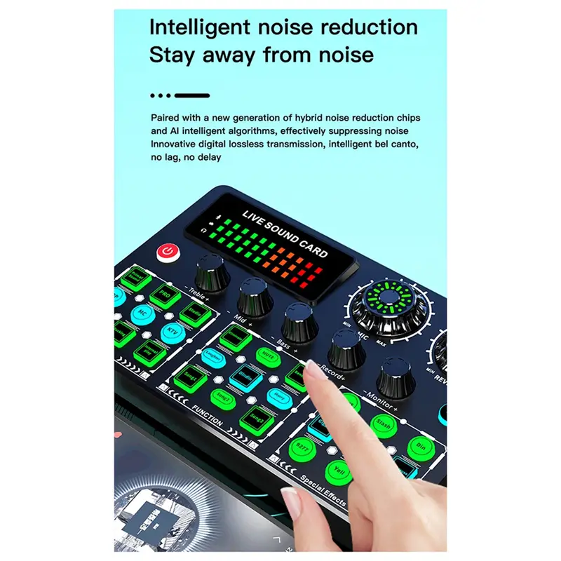 A06F-Dedicated Sound Card V99 Live Mobile Karaoke Recording Singing Computer Podcast Sound Card Mixer Equipment