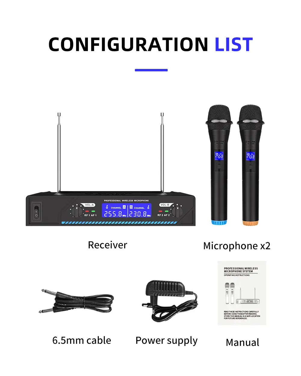 Karaoke Wireless Microphone G-MARK G210V Professional 2 Channels Handheld Mic For Party Meeting Church Show Home