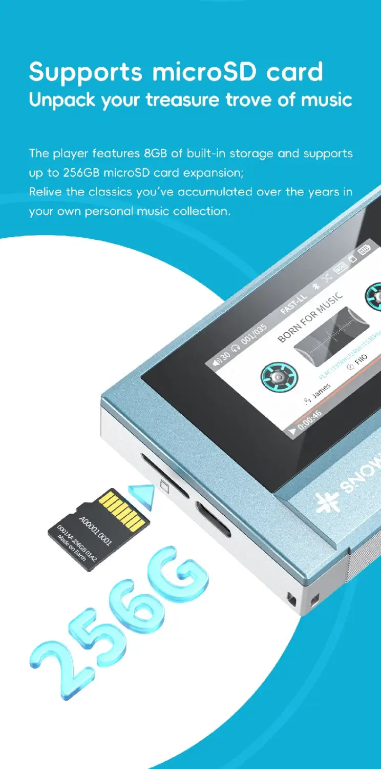 New Hot Sale FiiO SnowSky Echo Mini HiFi Bluetooth MP3 Walkman Pure Music Player 15Hours Playback 3.5mm 4.4mm Headphones Output
